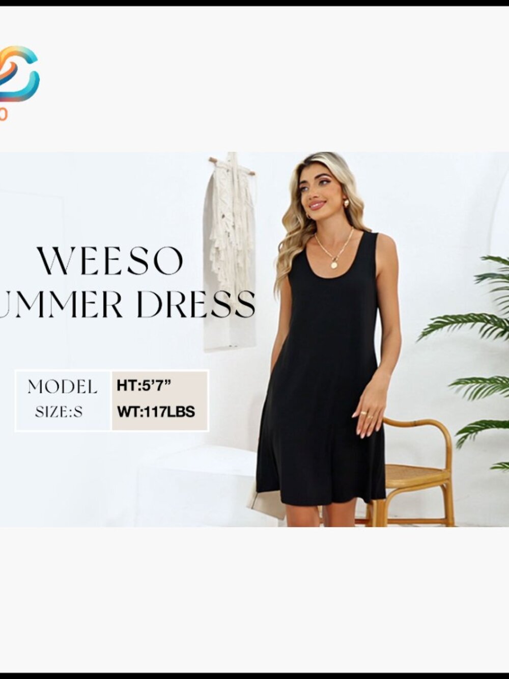 Knee Length Sleeveless Sundress with Pockets, Loose Fit Summer Dress - Picture 5 of 5